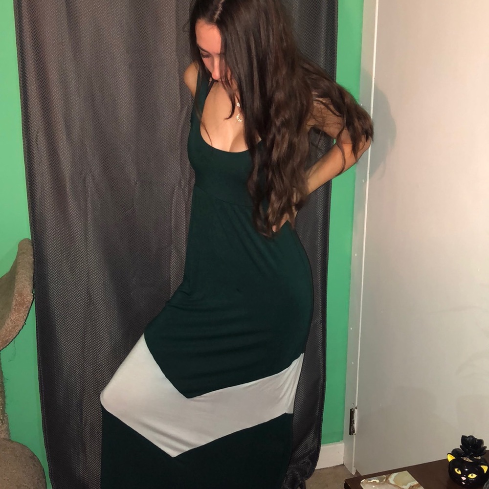 Green and white summer dress